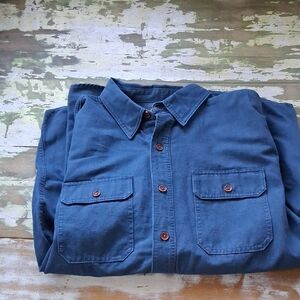 Men's Ridgecut Toughwear Navy Blue Button-Up Shirt with Chest Pockets Size Large